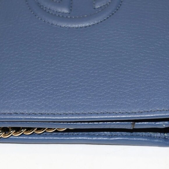 Gucci Grained Leather Soho Wallet Chain Bag - Blue - Picture 5 of 14